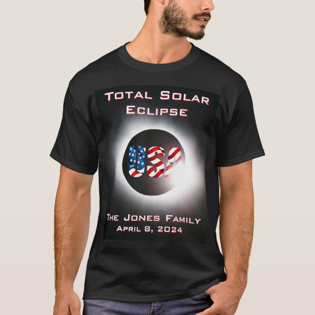 Camiseta Eclipse solar total de la FLAG de EE.UU. 8 de abri (Anverso)