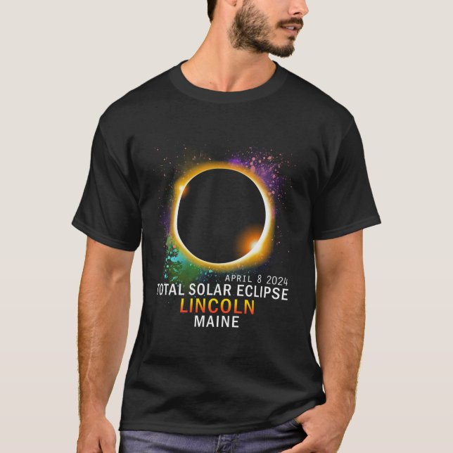 Camiseta Eclipse solar total de Lincoln Maine 2024 (Anverso)