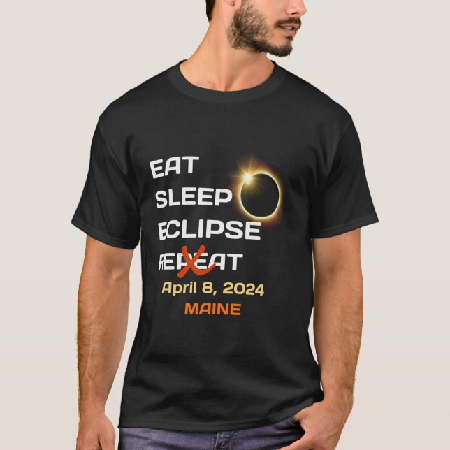 Camiseta Eclipse solar total de Maine Gracioso Abril 8 2024 (Anverso)
