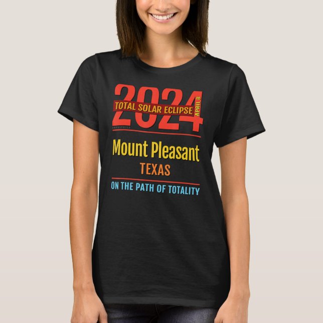 Camiseta Eclipse solar total de Mount Pleasant Texas TX 202 (Anverso)