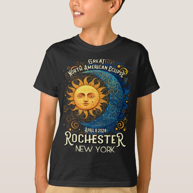 Camiseta Eclipse solar total de Rochester New York 2024 abr (Anverso)