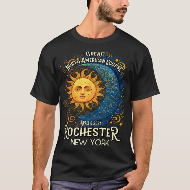 Camiseta Eclipse solar total de Rochester New York 2024 abr (Anverso)