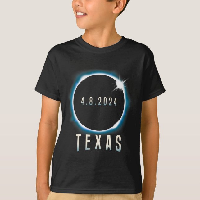 Camiseta Eclipse solar total de Texas 2024 Azul Abril 8 Hom (Anverso)