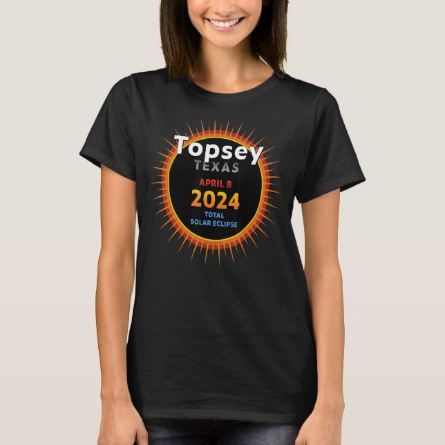 Camiseta Eclipse solar total de Topsey Texas TX 2024 2 (Anverso)