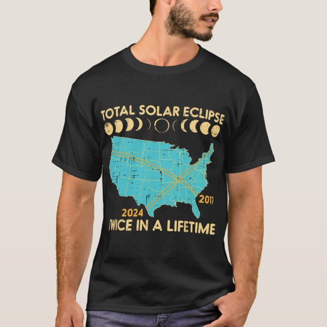 Camiseta Eclipse solar total dos veces por vida 2017 2024 H (Anverso)