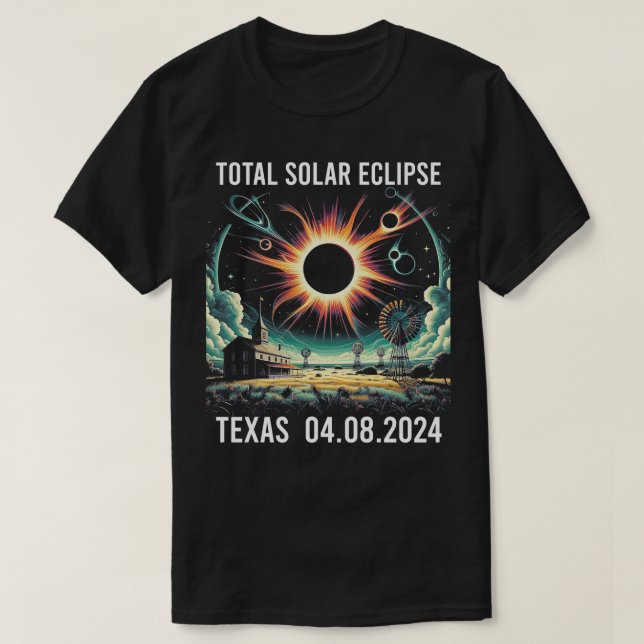 Camiseta eclipse solar total el 8 de abril de 2024 (Diseño del anverso)