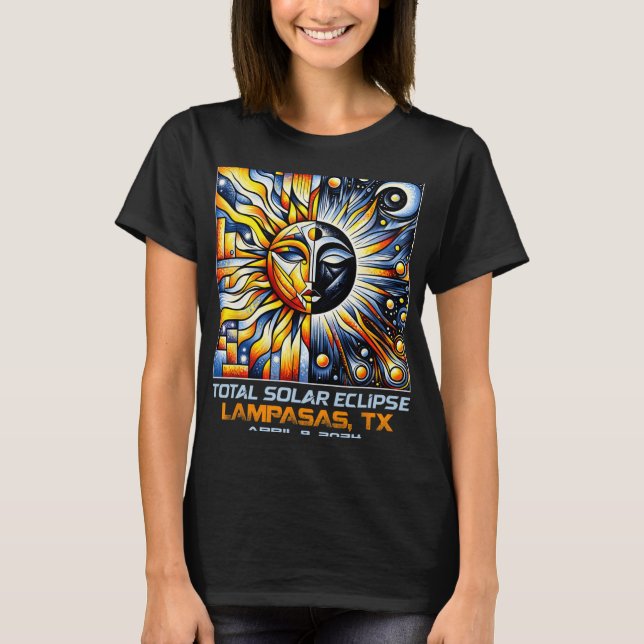 Camiseta Eclipse solar total Lampasas Texas (Anverso)