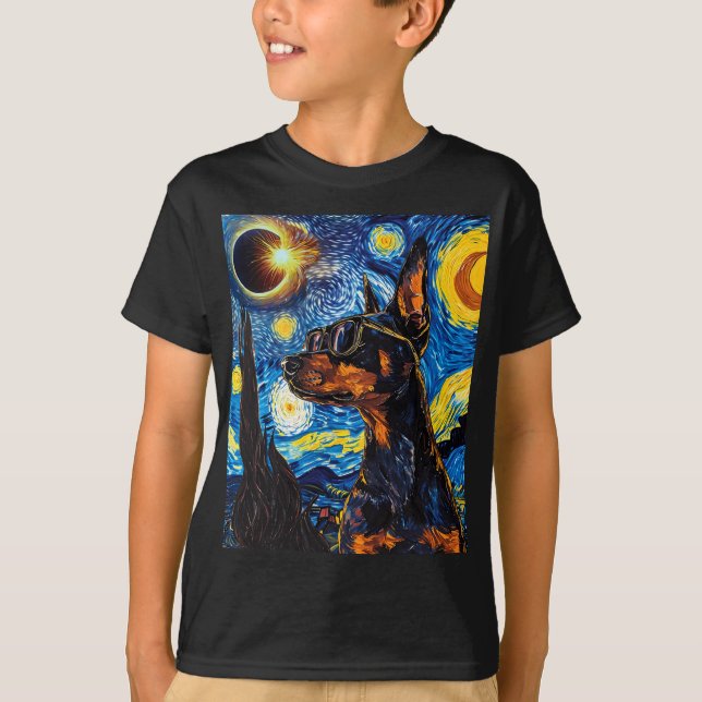 Camiseta Eclipse solar total Perro Doberman (Anverso)