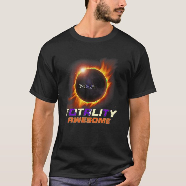 Camiseta Eclipse solar total realista 2024 Totalidad Awesom (Anverso)