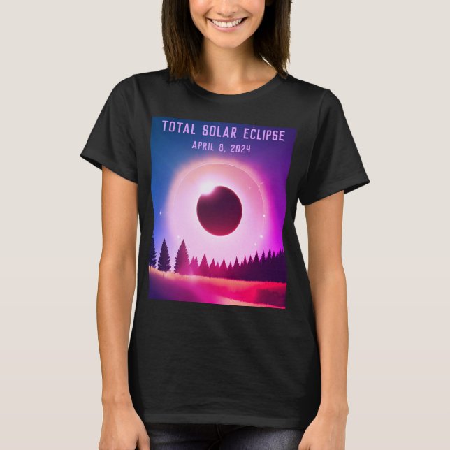 Camiseta Eclipse solar total retro 8 de abril de 2024 (Anverso)