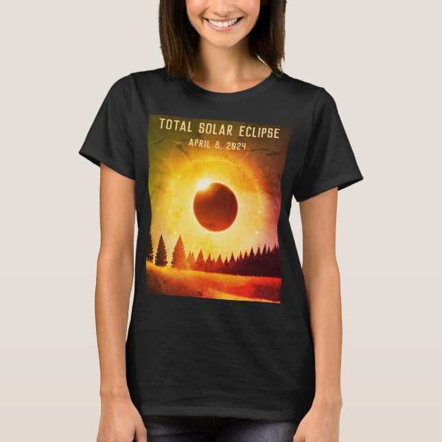 Camiseta Eclipse solar total retro 8 de abril de 2024 (Anverso)