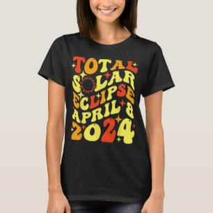 Camiseta Eclipse solar total retro Groovy abril 08 2024