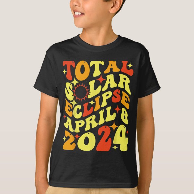 Camiseta Eclipse solar total retro Groovy abril 08 2024 (Anverso)