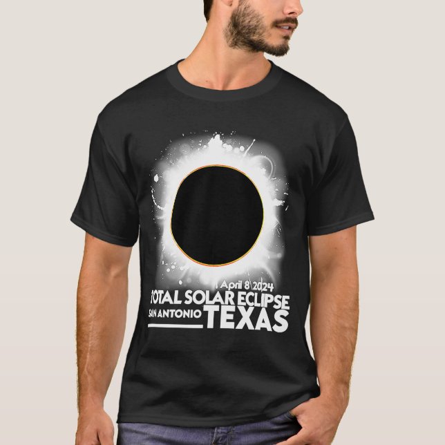 Camiseta Eclipse solar total San Antonio TEXAS Abril 8 2024 (Anverso)