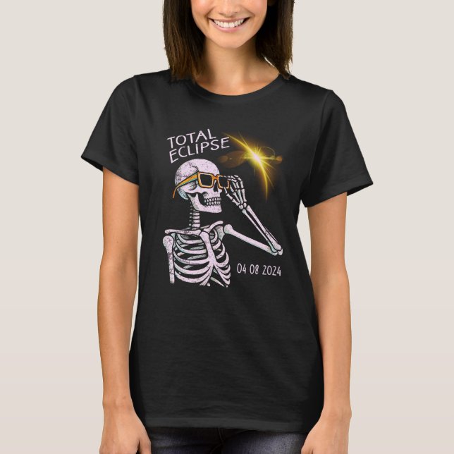 Camiseta Eclipse solar total Skeleton 04 08 2024 (Anverso)