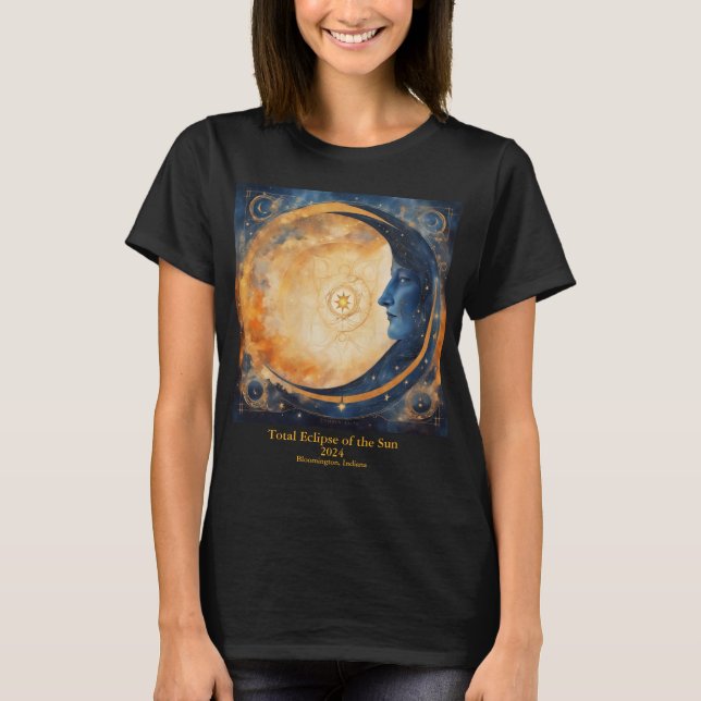 Camiseta Eclipse solar total tu nombre de texto cara lunar (Anverso)