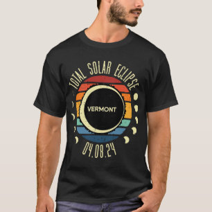 Camiseta Eclipse solar total Vermont Retro 2024 Hombres Muj