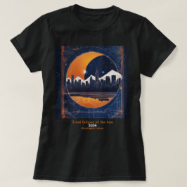 Camiseta Eclipse solar TU texto Cityscape Hills Blue 2024