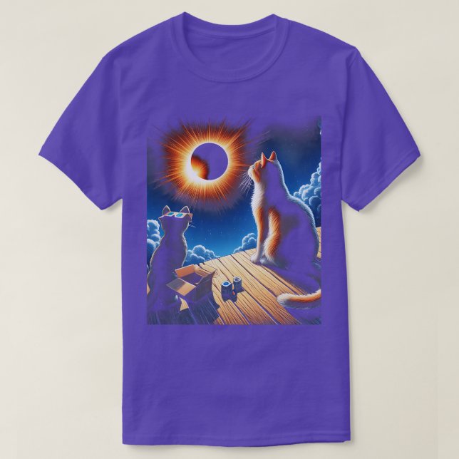 Camiseta Eclipse Tabby Cat Mirando Eclipse Solar Cat Eclip (Diseño del anverso)