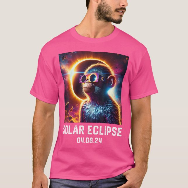 Camiseta Eclipse Total de Sol 04 08 24 Astronomía de Mono L (Anverso)