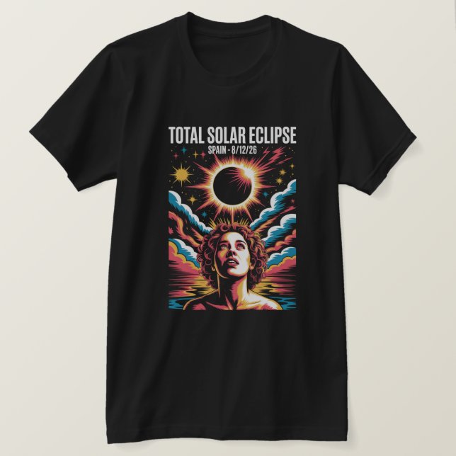Camiseta Eclipse Total de Sol 12 de agosto de 2026 España (Anverso del diseño)