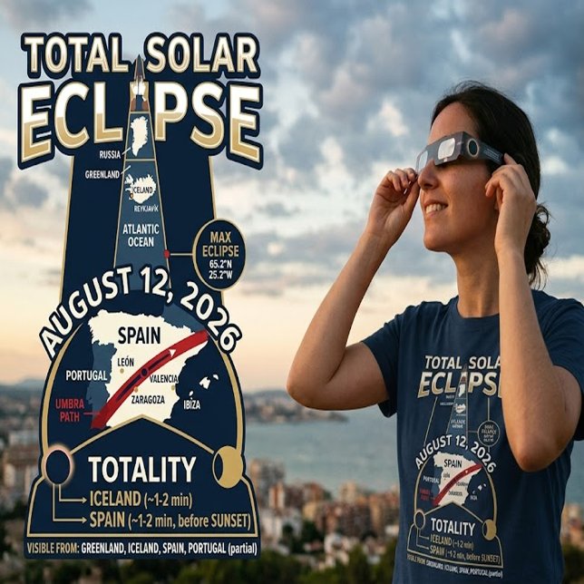 Camiseta Eclipse Total de Sol 12 de agosto de 2026 España I (Subido por el creador)