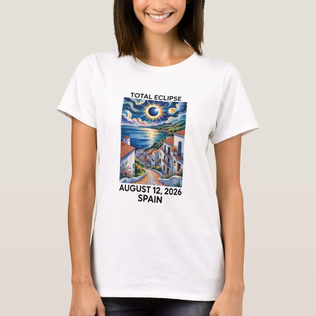 Camiseta Eclipse Total de Sol 12 de agosto de 2026 España T (Anverso)