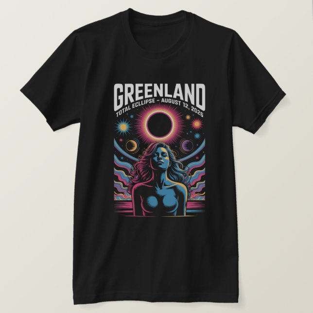 Camiseta Eclipse Total de Sol 12 de agosto de 2026 Groenlan (Anverso del diseño)