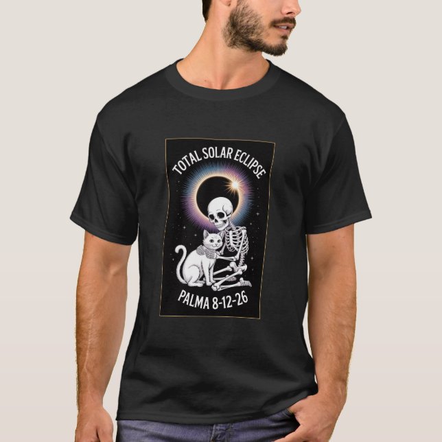 Camiseta Eclipse Total de Sol 12 de agosto de 2026 Palma Te (Anverso)