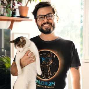 Camiseta Eclipse Total de Sol 2024 Gatos Gafas de Eclipse S
