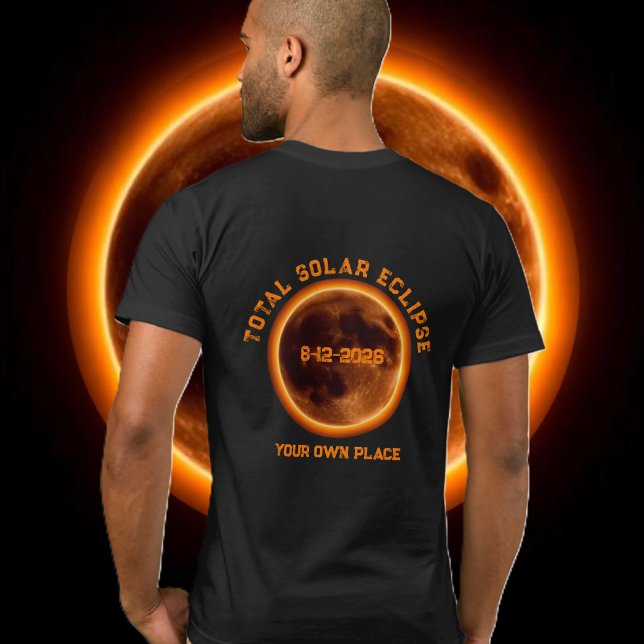 Camiseta Eclipse Total de Sol 2026 (Total Solar Eclipse 2026 T-Shirt back graphic print men)