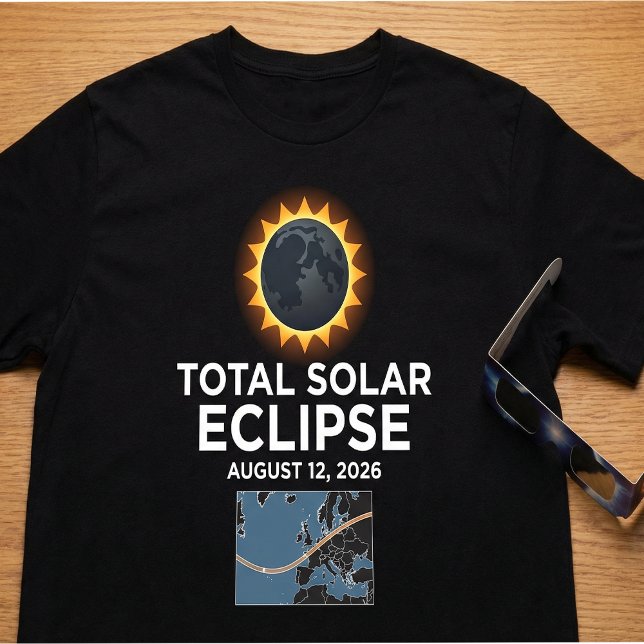 Camiseta Eclipse Total de Sol 2026, 12 de agosto Totalidad (Subido por el creador)