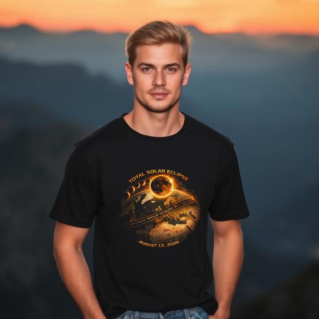 Camiseta Eclipse Total de Sol 2026 - Camino de Totalidad (Total Solar Eclipse August 12, 2026 Path of Totality t shirt)