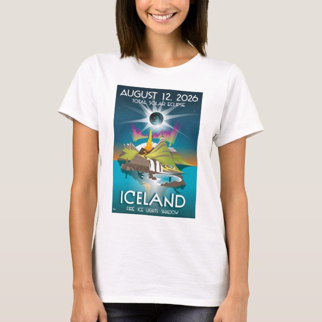 Camiseta eclipse total de sol de 2026 en Islandia - Camiset (Anverso)