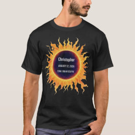 Camiseta Eclipse Total de Sol en Acuarela Negrita 2026 Nomb