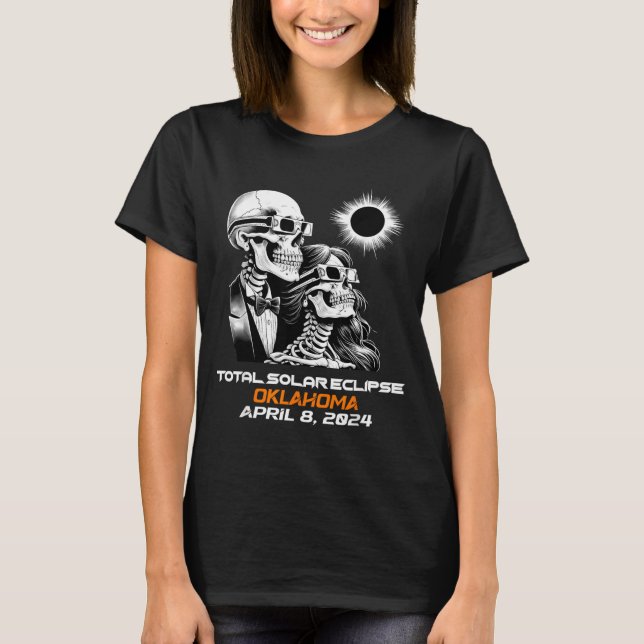 Camiseta Eclipse Total de Sol Esquelético Oklahoma Ok (Anverso)