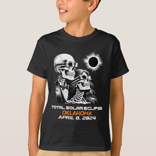 Camiseta Eclipse Total de Sol Esqueleto Oklahoma Ok (Anverso)