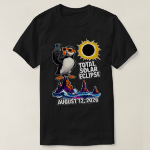 Camiseta Eclipse Total de Sol Selfie de Frailecillo Islandi