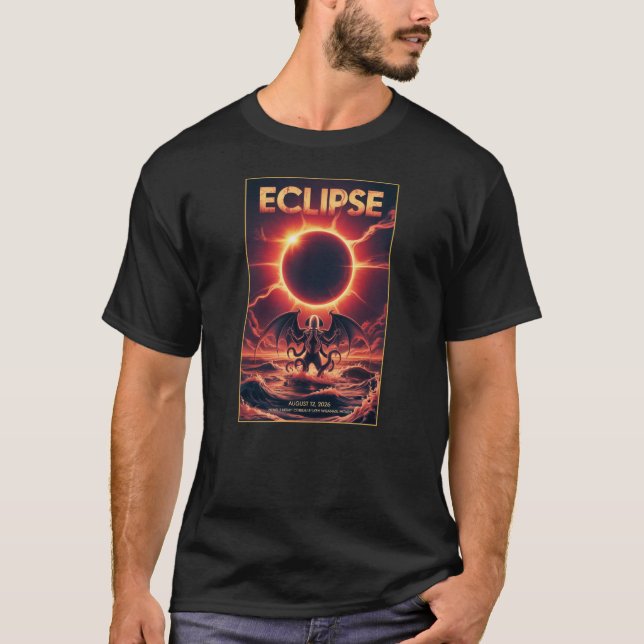 Camiseta Eclipse Total Solar 12 de agosto de 2026 Cthulhu T (Anverso)