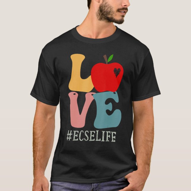 Camiseta EcLove Apple Groovy Retro Cute De Vuelta A La Escu (Anverso)