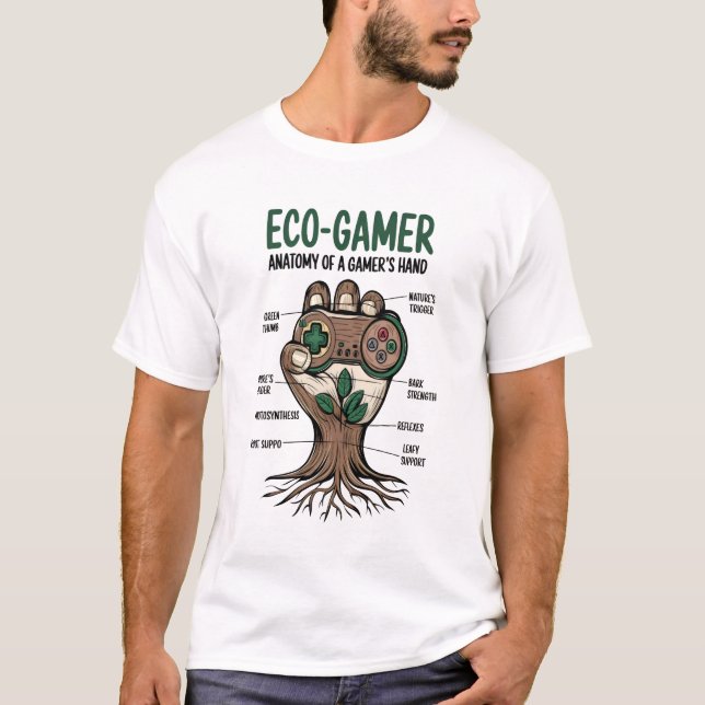 Camiseta Eco-Gamer: Anatomía del diseño de mano de (Anverso)