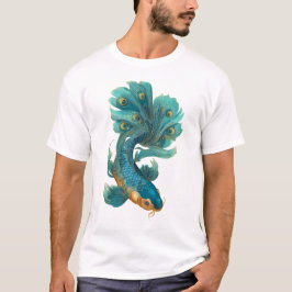 Camiseta Ecoi de aleta de pavo real en turquesa y oro