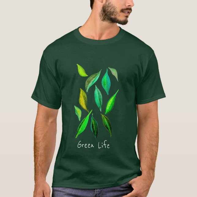 Camiseta Ecologial ecológico de las hojas verdes (Anverso)