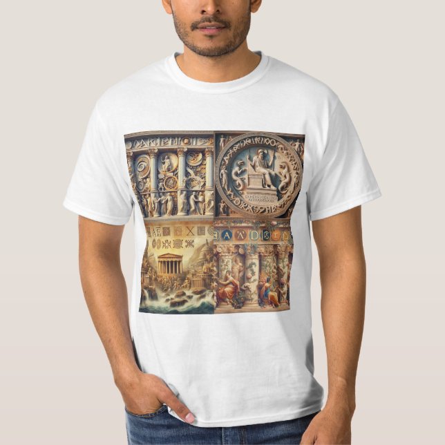 Camiseta Ecos de la Antigua Grecia: Un Collage Atemporal (Anverso)