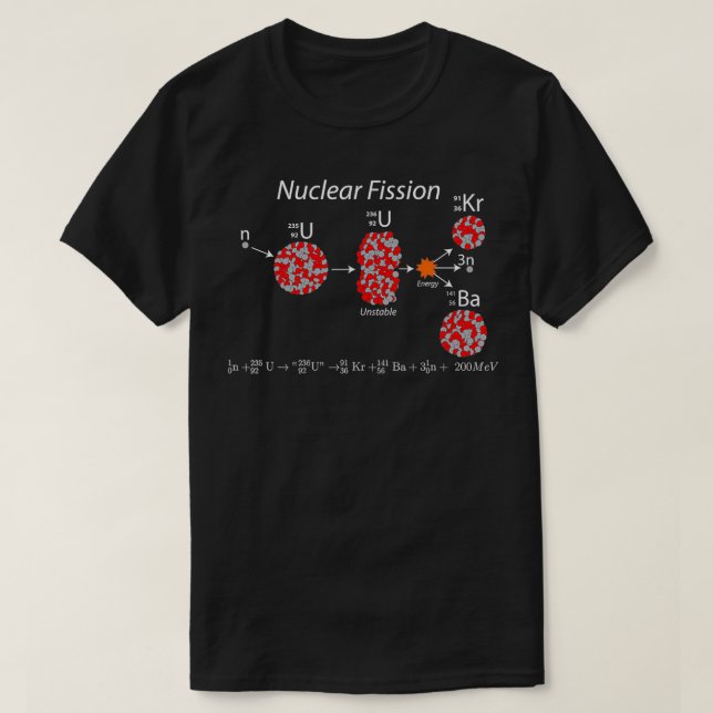 Camiseta Ecuación científica U 235 de fisión nuclear (Diseño del anverso)