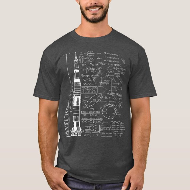 Camiseta Ecuaciones de ciencia de cohetes Saturn V Saturn 5 (Anverso)