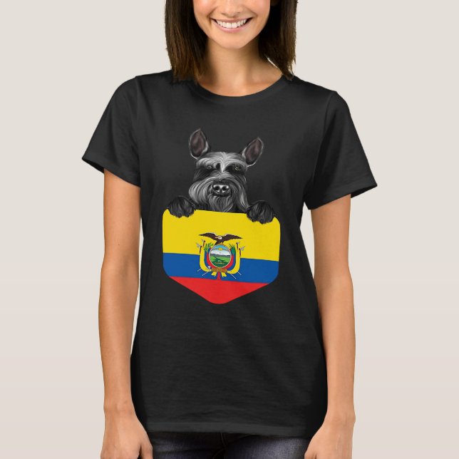 Camiseta Ecuador Flag Giant Schnauzer Dog In Pocket (Anverso)