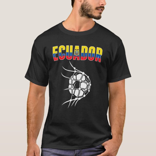 Camiseta Ecuador: Pelota De Fútbol En Red Apoya A Los Ecuat (Anverso)