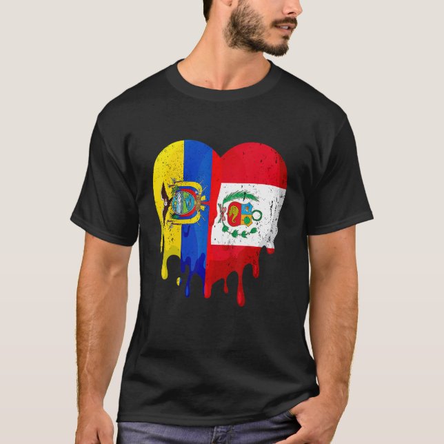 Camiseta Ecuador Peru Flag Heart Citizen Grown Patriot Coun (Anverso)