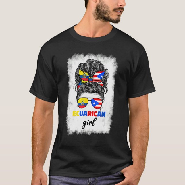Camiseta Ecuadorian And Puerto Rican Rico Ecuador Flag Girl (Anverso)